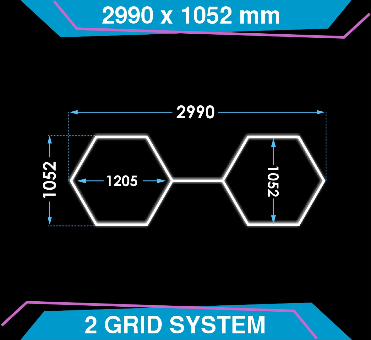 Hexagon Lighting 2 Grid Design cu A Line Tub