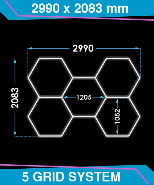 Hexagon Lighting 5 Grid Design